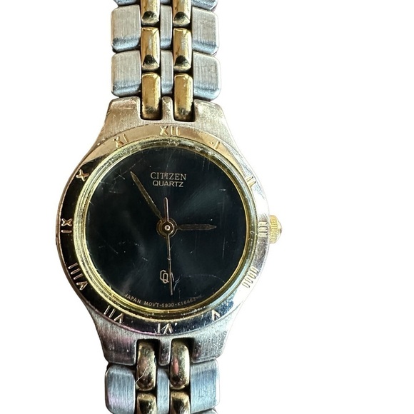 Citizen ladies two-tone black face watch with Roman numerals bezel main image 5